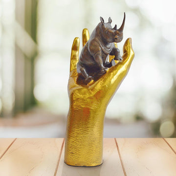 A Rhino in the Hand (Bronze Sculpture, Small)