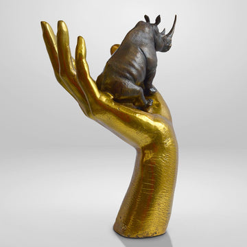 A Rhino in the Hand (Bronze Sculpture, Small)