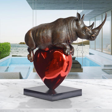 Rhino with a Heart (Bronze Sculpture)
