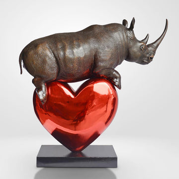 Rhino with a Heart (Bronze Sculpture)
