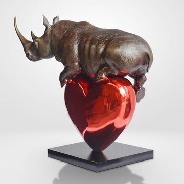 Rhino with a Heart (Bronze Sculpture)