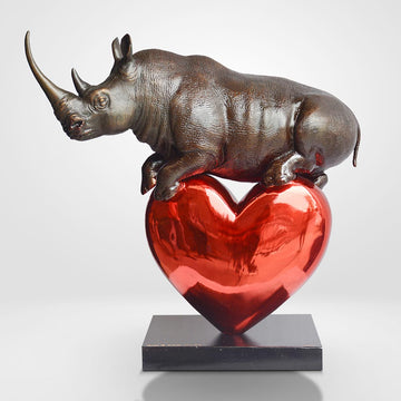 Rhino with a Heart (Bronze Sculpture)