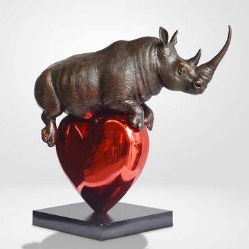 Rhino with a Heart (Bronze Sculpture)