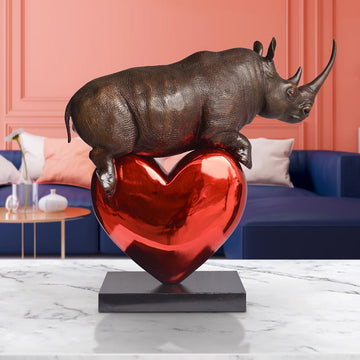 Rhino with a Heart (Bronze Sculpture)