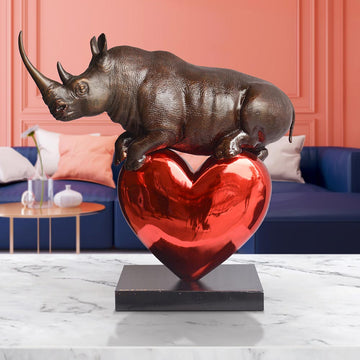 Rhino with a Heart (Bronze Sculpture)