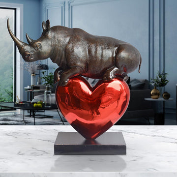 Rhino with a Heart (Bronze Sculpture)