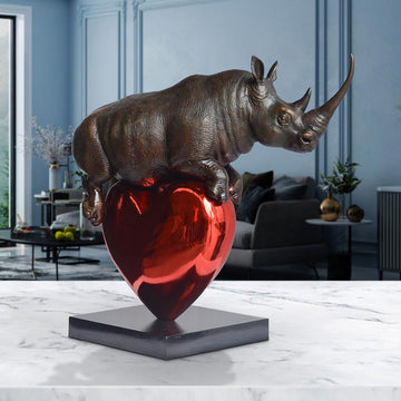 Rhino with a Heart (Bronze Sculpture)