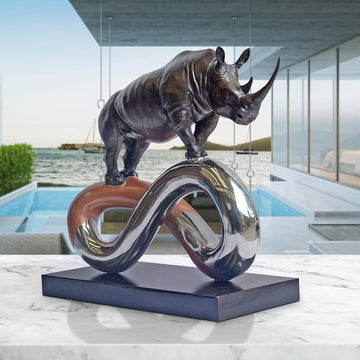 Rhino to Infinity and Beyond (Bronze Sculpture)