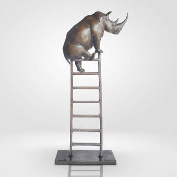 Baby Rhino on Ladder (Bronze Sculpture, Small)