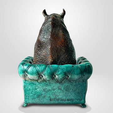 Rhino Sat with Hope (Bronze Sculpture, Small)