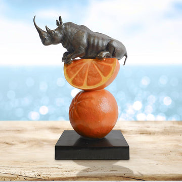 Rhino Loves Oranges (Bronze Sculpture, Small)