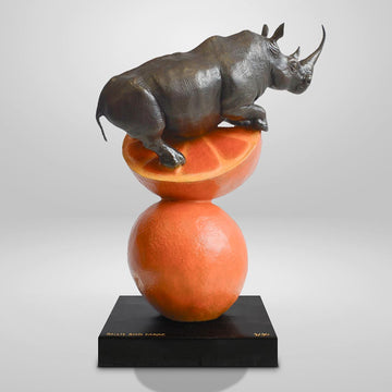 Rhino Loves Oranges (Bronze Sculpture, Small)
