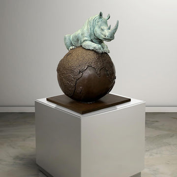 Rhino on Top of the World (Bronze Sculpture)