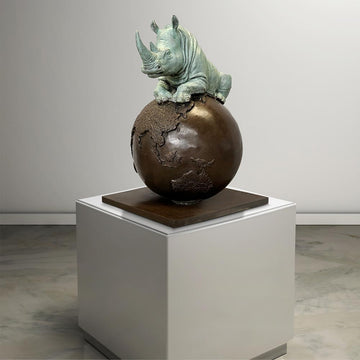 Rhino on Top of the World (Bronze Sculpture)