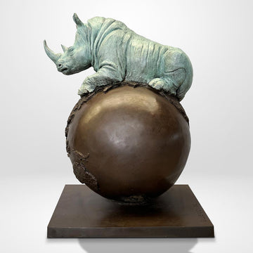 Rhino on Top of the World (Bronze Sculpture)