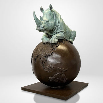 Rhino on Top of the World (Bronze Sculpture)
