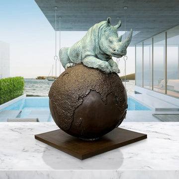 Rhino on Top of the World (Bronze Sculpture)