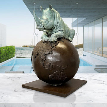 Rhino on Top of the World (Bronze Sculpture)