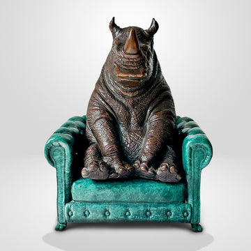 Rhino Sat with Hope (Bronze Sculpture, Small)