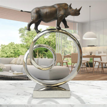 Black Rhino Goes Round the World (Bronze Sculpture)