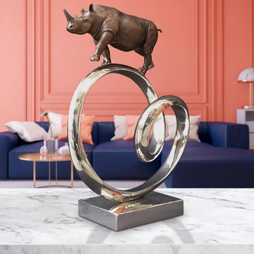 Black Rhino Goes Round the World (Bronze Sculpture)