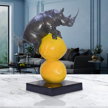 Rhino Loves Lemons (Bronze Sculpture, Small)