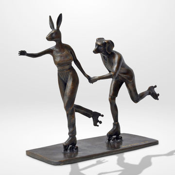 Roller Skaters in Love (Bronze Sculpture, Miniature)