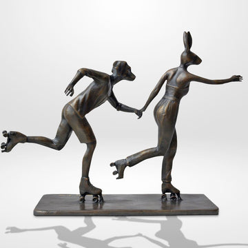 Roller Skaters in Love (Bronze Sculpture, Miniature)