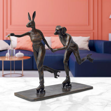 Roller Skaters in Love (Bronze Sculpture, Miniature)