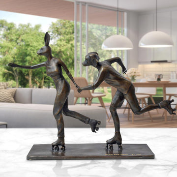 Roller Skaters in Love (Bronze Sculpture, Miniature)