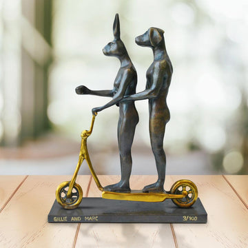 They Zig-Zagged in Harmony (Bronze Sculpture, Miniature Collection)