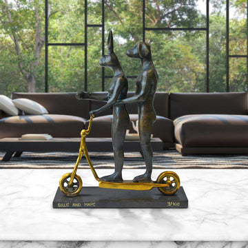 They Zig-Zagged in Harmony (Bronze Sculpture, Miniature Collection)