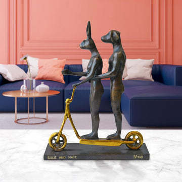 They Zig-Zagged in Harmony (Bronze Sculpture, Miniature Collection)