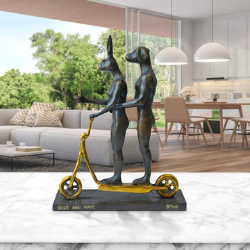 They Zig-Zagged in Harmony (Bronze Sculpture, Miniature Collection)