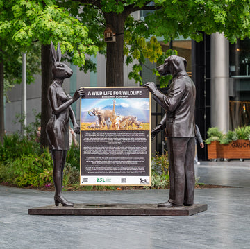 Rabbitwoman and Dogman Sign (Bronze Sculpture, Large)