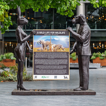 Rabbitwoman and Dogman Sign (Bronze Sculpture, Large)