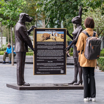 Rabbitwoman and Dogman Sign (Bronze Sculpture, Large)