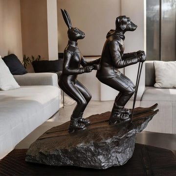 The Ski Lovers in Love (Bronze Sculpture, Mid-Size)