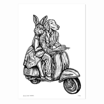 Rabbitwoman and Dogman Break the Speed Limit (Print)