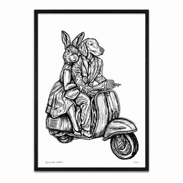 Rabbitwoman and Dogman Break the Speed Limit (Print)