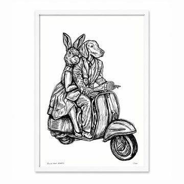 Rabbitwoman and Dogman Break the Speed Limit (Print)