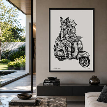 Rabbitwoman and Dogman Break the Speed Limit (Print)