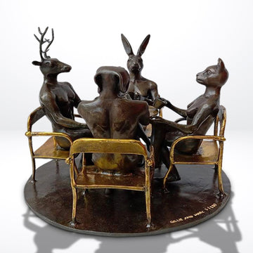 Coffee Table Friends (Bronze Sculpture)