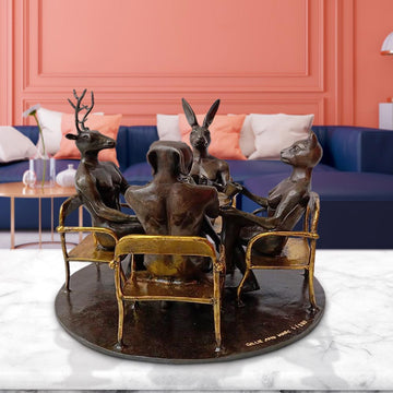 Coffee Table Friends (Bronze Sculpture)