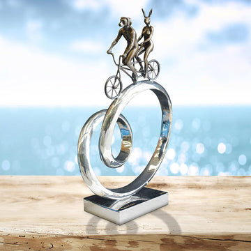 Tandem Riders Go Round The World (Bronze Sculpture)