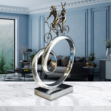 Tandem Riders Go Round The World (Bronze Sculpture)