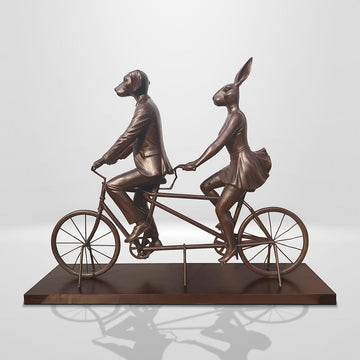 Tandem Riders on an Adventure (Bronze Sculpture, Mid-Size)