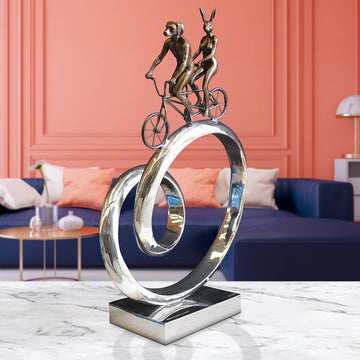 Tandem Riders Go Round The World (Bronze Sculpture)