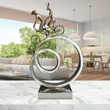 Tandem Riders Go Round The World (Bronze Sculpture)