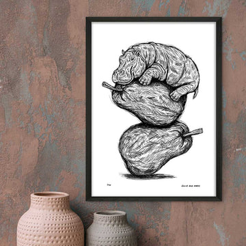 The Pearfect Hippo (Giclee Canvas Print)
